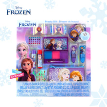 Load image into Gallery viewer, Disney Frozen Beauty Kit Compact Lip Gloss Lip Balm Nail Set with Mirror and Bag Non Toxic – Plant Based Makeup Toys for Kids Ages 3 years and Up