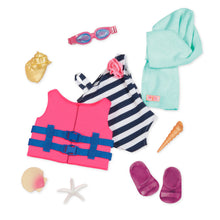 Load image into Gallery viewer, Bathing Suit & Life Vest Doll Outfit and Accessories - Our Generation Fun Day, Sun Day