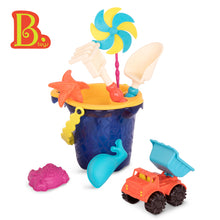Load image into Gallery viewer, B. Toys Summer Medium Bucket Set- Navy Sand Digging Tool Set