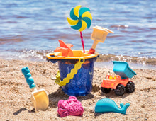Load image into Gallery viewer, B. Toys Summer Medium Bucket Set- Navy Sand Digging Tool Set