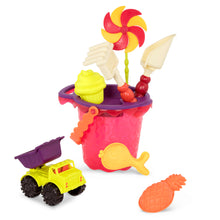 Load image into Gallery viewer, B. Toys Summer Medium Bucket Set- Mango Sand Digging Tool Set