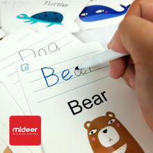 Load image into Gallery viewer, MiDeer Activity Cards - Educational Write & Wipe Word Cards - Animals with Marker and Eraser
