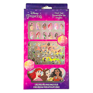 Disney Princess Press On Nails Sticker  and Body Art Set (65pcs) with Free Nail File  – Plant Based Makeup Toys for Kids Ages 6 years and Up