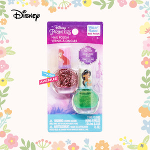 Disney Princess 2pc Nail Polish Non Toxic – Water Based Makeup Toys for Kids Ages 3 years and Up