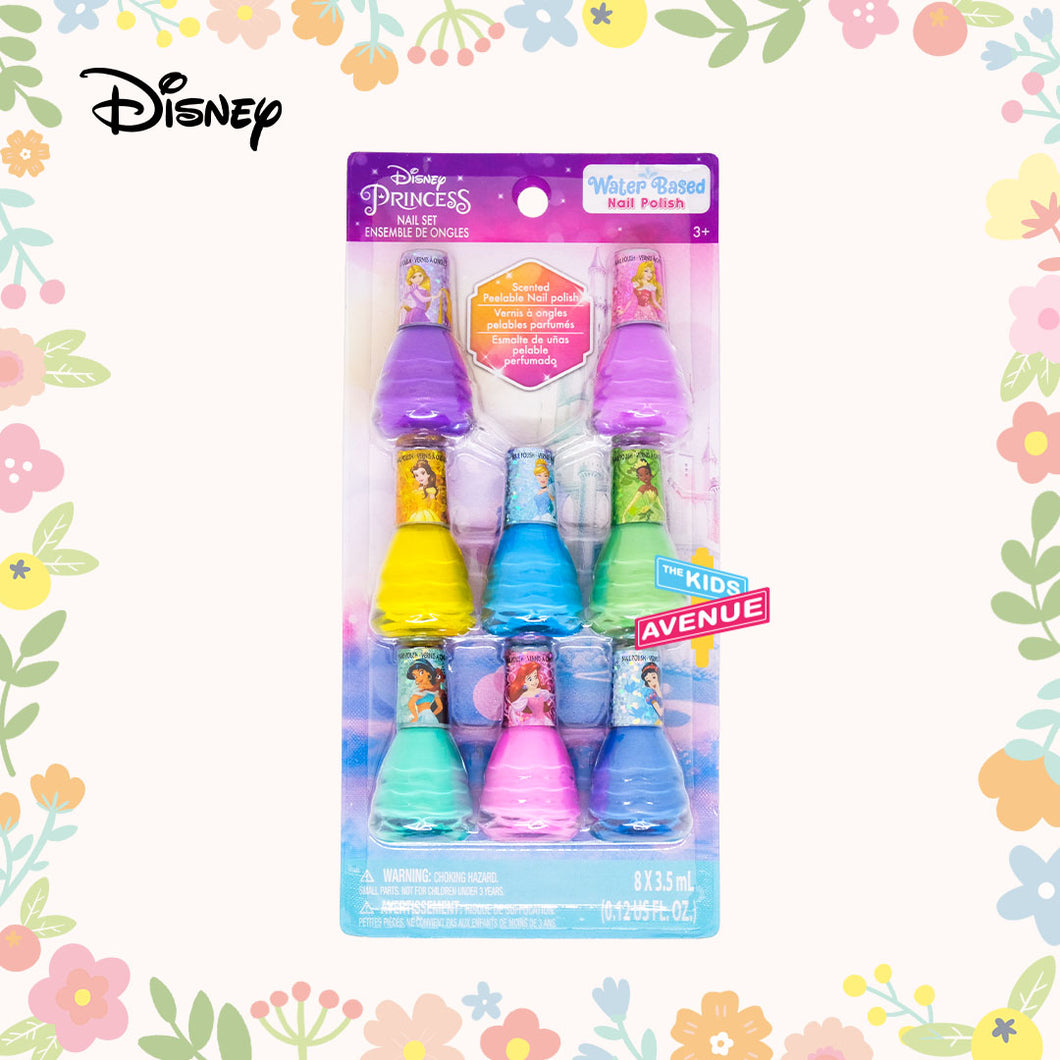 Disney Princess 8pc Scented Nail Polish Set Non Toxic – Water Based Makeup Toys for Kids Ages 3 years and Up