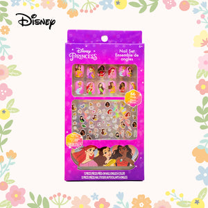 Disney Princess Press On Nails Sticker  and Body Art Set (65pcs) with Free Nail File  – Plant Based Makeup Toys for Kids Ages 6 years and Up