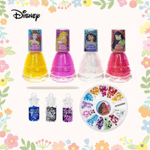 Load image into Gallery viewer, Disney Princess 4pc Nail Polish with Nail Art Kit Non Toxic – Plant Based Makeup Toys for Kids Ages 3 years and Up
