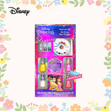 Load image into Gallery viewer, Disney Princess 4pc Nail Polish with Nail Art Kit Non Toxic – Plant Based Makeup Toys for Kids Ages 3 years and Up
