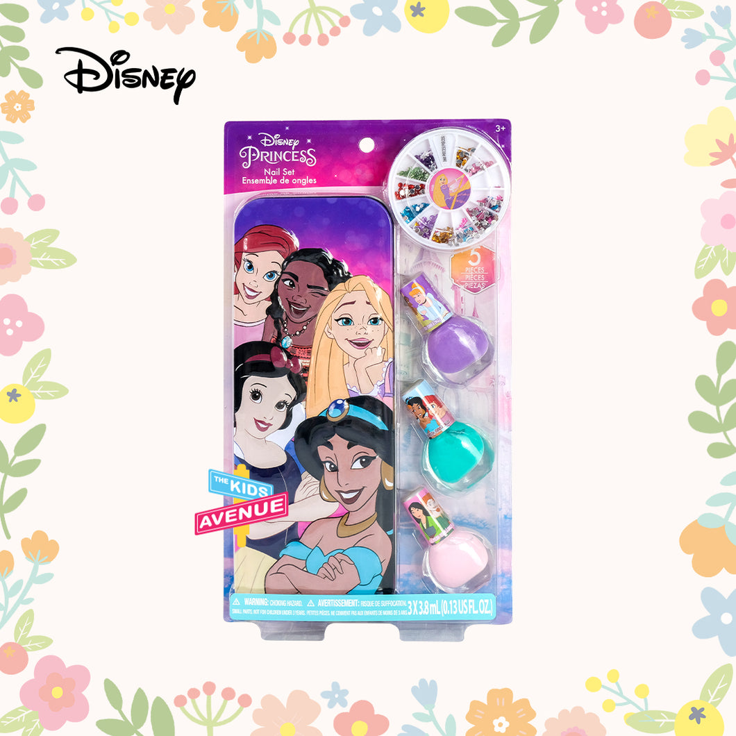 Disney Princess Nail Polish 3 pieces with Pencil Case – Plant Based Makeup Toys for Kids Ages 3 years and Up