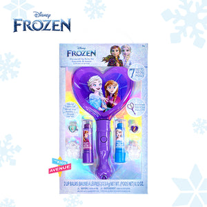 Disney Frozen Beauty Kit with 2pc Flavoured Lip Balm and Light Up Mirror for Girls – Makeup Toys for Kids Ages 3 and Up