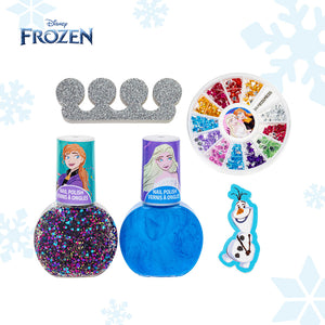 Disney Frozen Nail Polish Kit with Nail File and Toe Spacer – Water Based Makeup Toys for Kids Ages 3 years and Up