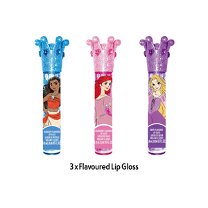 Disney Princess Flavoured Lip Gloss 3 Pieces Non Toxic – Plant Based Makeup Toys for Kids Ages 3 years and Up