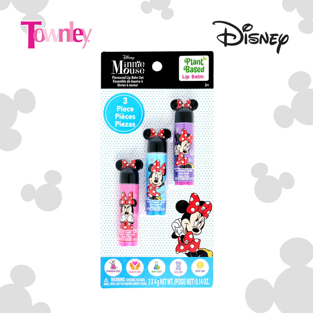Disney Minnie Mouse Flavoured Lip Balm 3 Pieces Non Toxic – Plant Based Makeup Toys for Kids Ages 3 years and Up