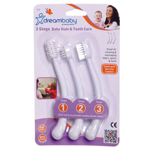 Dreambaby Toothbrush Set 3 Stage White - For young gums and developing teeth