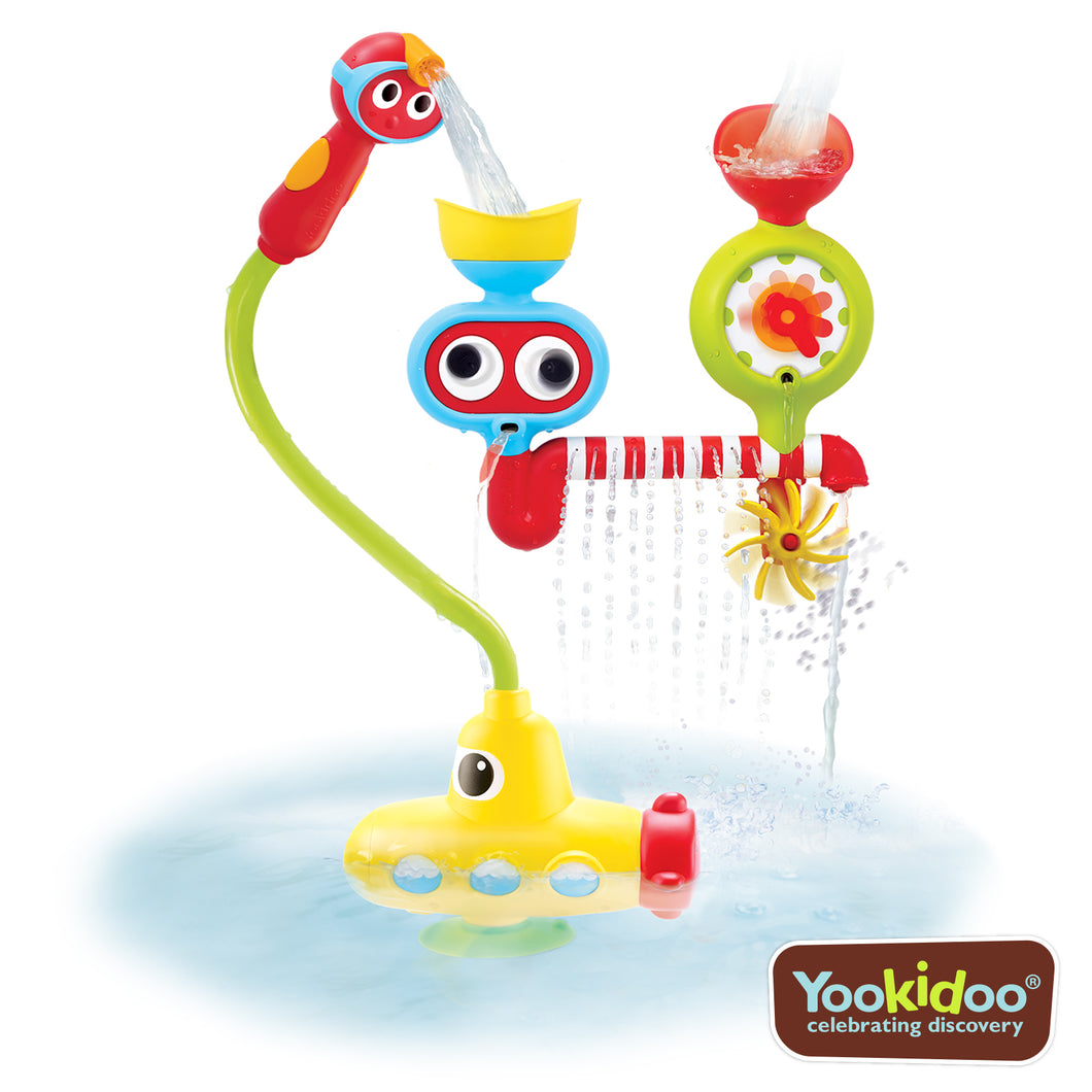 Yookidoo Baby Bath Toys Submarine Spray Station - Battery Operated Water Pump with Hand Shower, Googly Eyes Water Spinner Age 2-6 Years