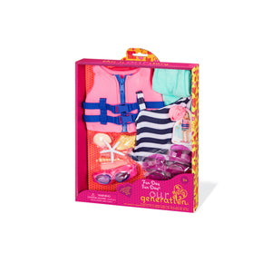 Bathing Suit & Life Vest Doll Outfit and Accessories - Our Generation Fun Day, Sun Day