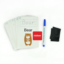 Load image into Gallery viewer, MiDeer Activity Cards - Educational Write &amp; Wipe Word Cards - Animals with Marker and Eraser
