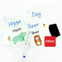 Load image into Gallery viewer, MiDeer Activity Cards - Educational Write &amp; Wipe Word Cards - Animals with Marker and Eraser

