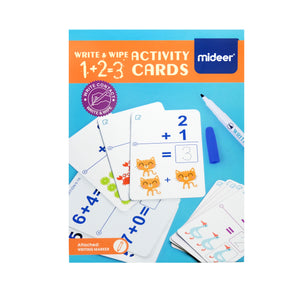 MiDeer Activity Cards for Kids - Educational Write and Wipe Math Cards with Markers and Eraser