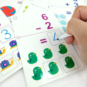 MiDeer Activity Cards for Kids - Educational Write and Wipe Math Cards with Markers and Eraser