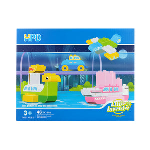 HPD Building Blocks Set 46 pc Vehicles - Little Inventor Cruise Ship, Boat, Airplane and More!