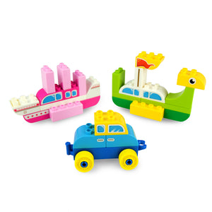 HPD Building Blocks Set 46 pc Vehicles - Little Inventor Cruise Ship, Boat, Airplane and More!