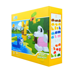 HPD Building Blocks 45 pc Set - Wild Animals Little Inventor - Walrus, Deer Bird, Dog and More!