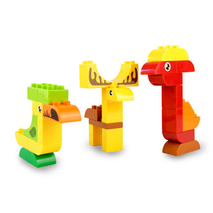 HPD Building Blocks 45 pc Set - Wild Animals Little Inventor - Walrus, Deer Bird, Dog and More!