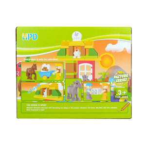 HPD Building Blocks 43 pc Set Farm Themed - The Horse is Upset - Chicken, Horse, Farmer, Goat & More!