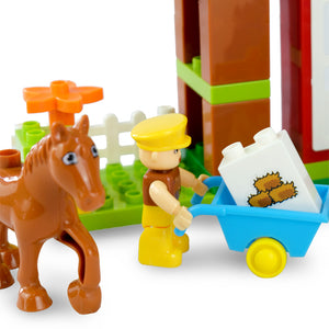 HPD Building Blocks 43 pc Set Farm Themed - The Horse is Upset - Chicken, Horse, Farmer, Goat & More!