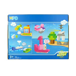 HPD Building Blocks Set 74 pc Ocean Blocks - Little Inventor - Whale, Turtle, Boat, Crabs and Fish!