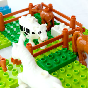 HPD Building Blocks Set 163 pc - The Harvest Party - Chicken, Horse, Dog, Goat, Cow & More!