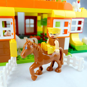 HPD Building Blocks Set 163 pc - The Harvest Party - Chicken, Horse, Dog, Goat, Cow & More!