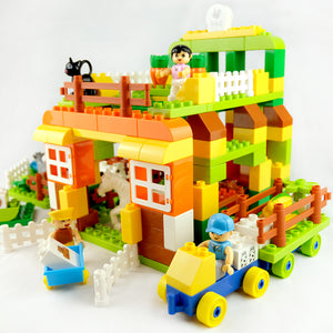 HPD Building Blocks Set 163 pc - The Harvest Party - Chicken, Horse, Dog, Goat, Cow & More!