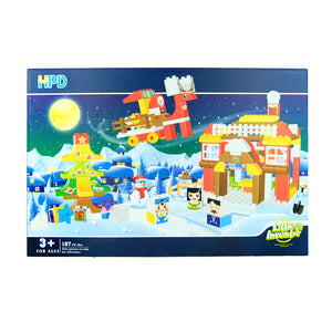 HPD Building Blocks Set 167 pc Christmas Blocks - Little Inventor Snowman, Santa Claus & More!