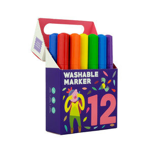 MiDeer 12 pc Washable Marker - High Quality Easy to Wash Mass-Storage Markers for Kids - 3 yrs & Up