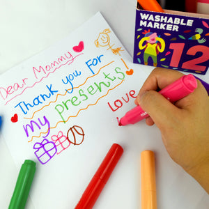 MiDeer 12 pc Washable Marker - High Quality Easy to Wash Mass-Storage Markers for Kids - 3 yrs & Up