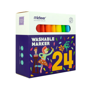 MiDeer 24 pc  Washable Marker - High Quality Easy to Wash Mass-Storage Markers for Kids - 3 yrs & Up