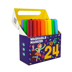 MiDeer 24 pc  Washable Marker - High Quality Easy to Wash Mass-Storage Markers for Kids - 3 yrs & Up