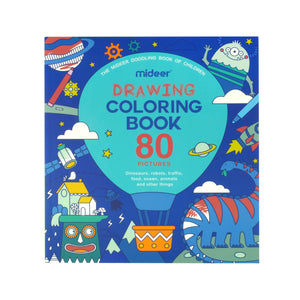 MiDeer 80 Pictures Drawing Coloring Book (Blue) - Doodling Book for Kids - Dinosaurs, Robot, Animals