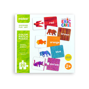 MiDeer Puzzles Learn and Match - 20 pcs Educational Puzzles with Colors, Numbers, Words and Spelling