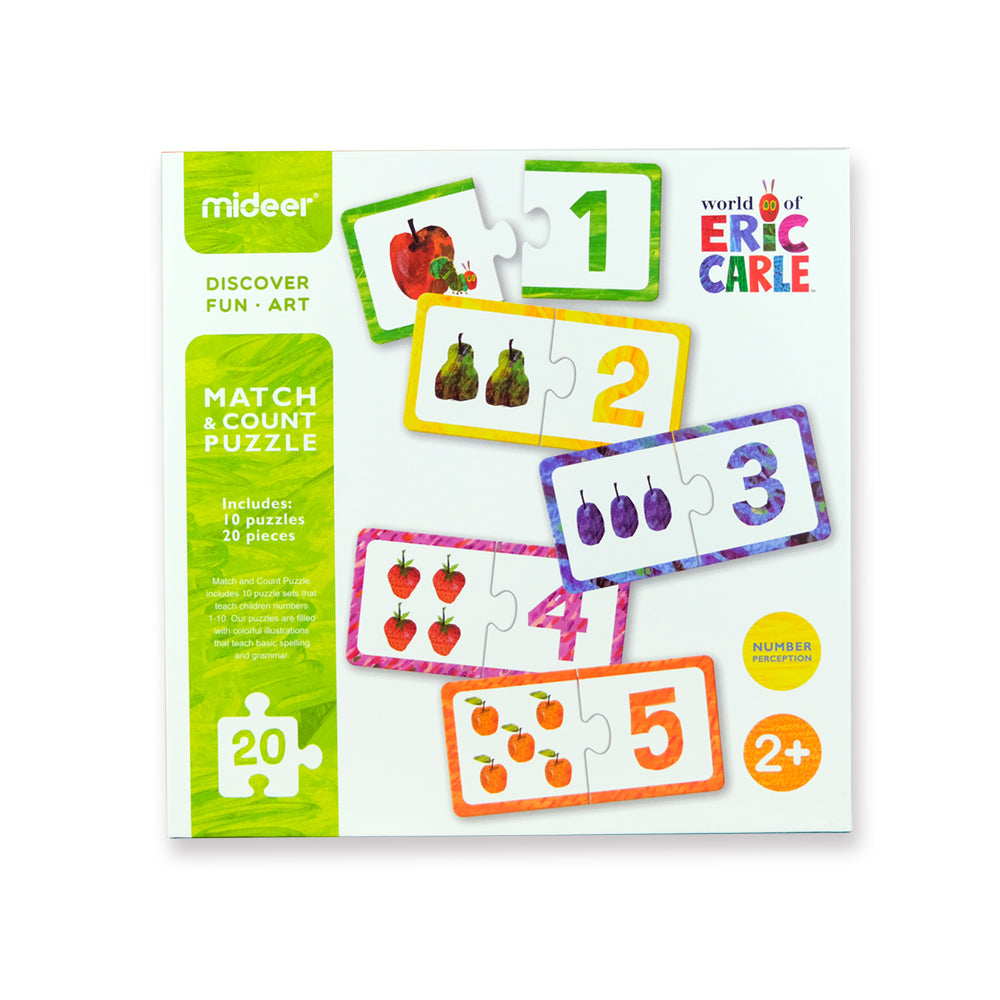 MiDeer Puzzles Learn and Match - 20 pcs Educational Puzzles with Colors, Numbers, Words and Spelling