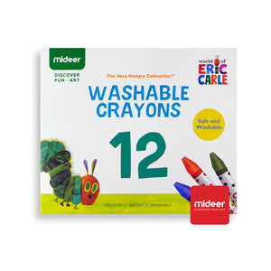 MiDeer 12 pc Washable Crayons - High Quality Easy to Wash and Safe Markers for Kids