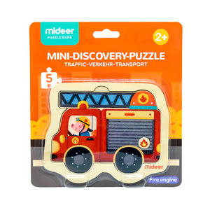 Mideer Creative Puzzle Toy Mini-Discovery-Puzzle Fire Engine for Preschool Kids