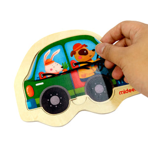 Mideer Creative Puzzle Toy Mini-Discovery-Puzzle Car for Preschool Kids