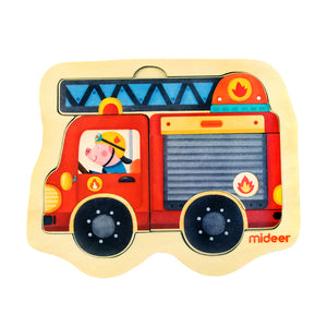 Mideer Creative Puzzle Toy Mini-Discovery-Puzzle Fire Engine for Preschool Kids