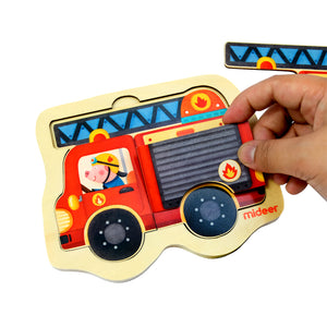 Mideer Creative Puzzle Toy Mini-Discovery-Puzzle Fire Engine for Preschool Kids