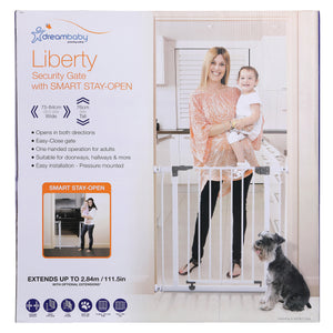 Dreambaby Liberty Security Gate with Smart Stay-Open Feature / Liberty Xtra-Wide Hallway Security Gate with Stay-Open Feature White