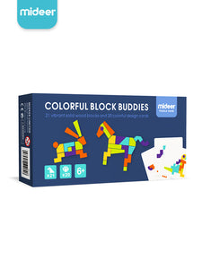Mideer Colorful Block Buddies Tangram Jigsaw Puzzle Intellectual Toys for Children Wooden Toys with Cards