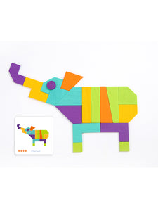 Mideer Colorful Block Buddies Tangram Jigsaw Puzzle Intellectual Toys for Children Wooden Toys with Cards